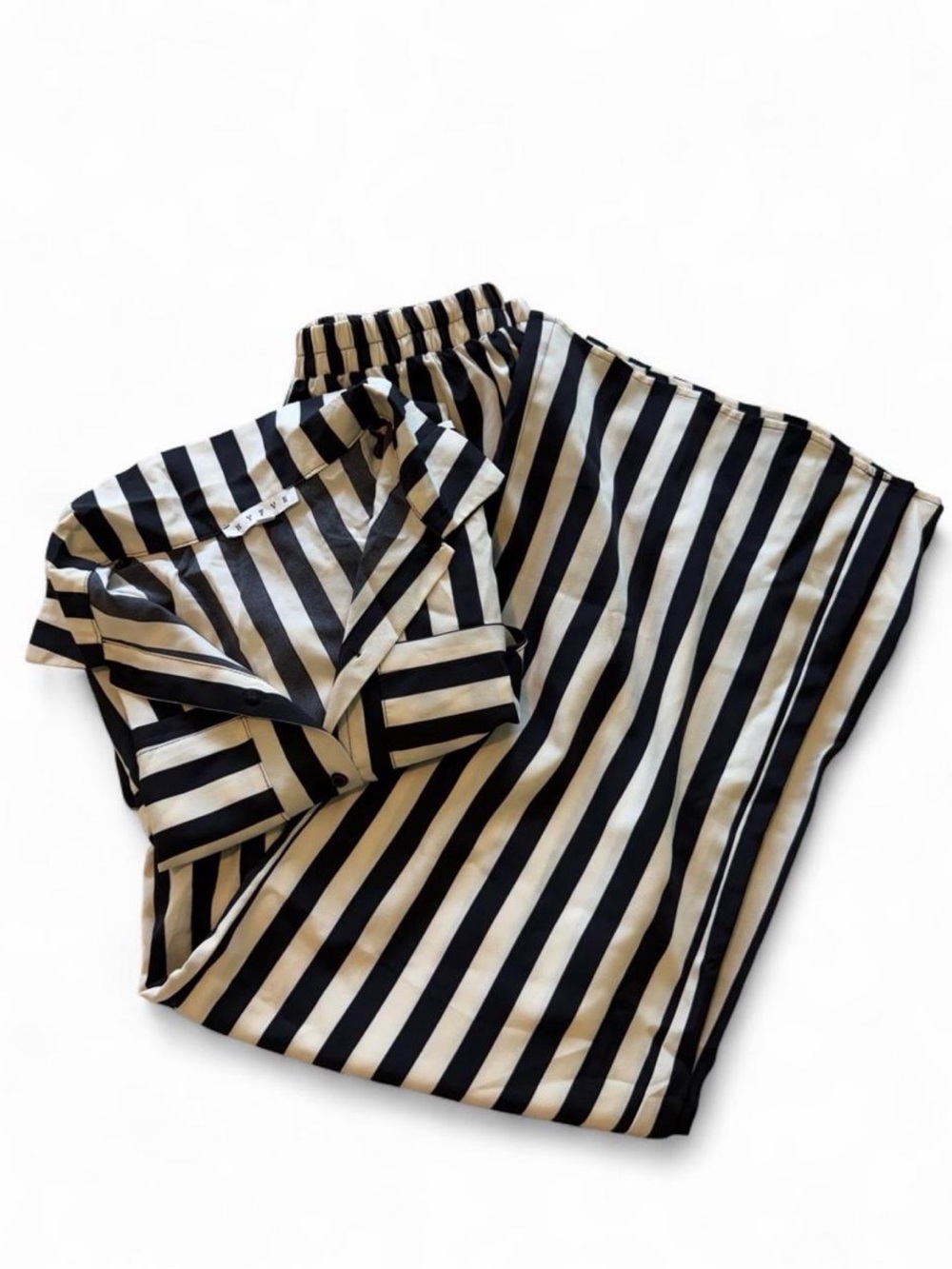 Striped Black & Cream Two-Piece Set